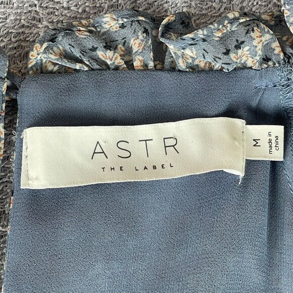 ASTR The Label Tiered Ruffle Mini Dress Women's Size Medium Blue Multi Floral - Picture 6 of 16